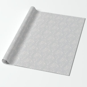 Silver Aged Damask Patroon Cadeaupapier