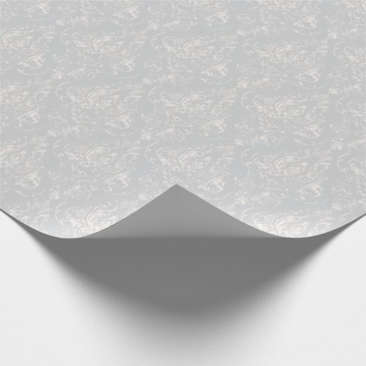 Silver Aged Damask Patroon Cadeaupapier (Hoek)