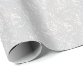 Silver Aged Damask Patroon Cadeaupapier (Rol Hoek)