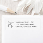 Silver Airplane Travel Return-adres Etiket (Insitu)