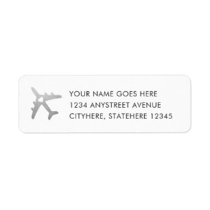 Silver Airplane Travel Return-adres Etiket