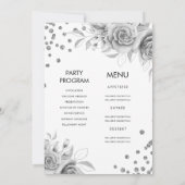 Silver All in One Floral Glitter 30e verjaardag Kaart (Achterkant)