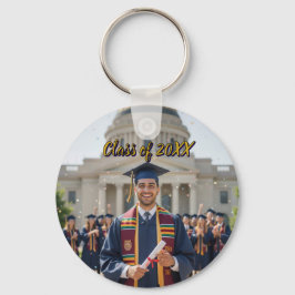 Silver Aluminum Photo Graduation Keychain