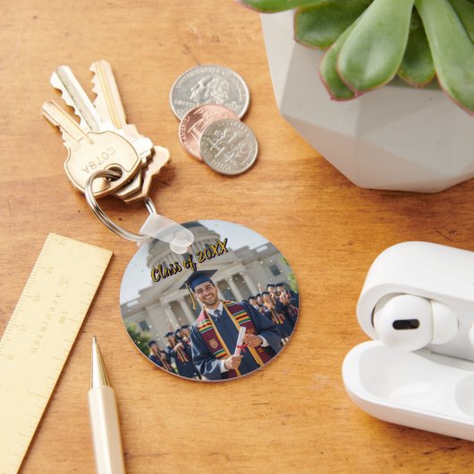Silver Aluminum Photo Graduation Keychain (Bureau)