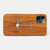 Silver Anchor op Teak Veneer Nautical Lifestyle Case-Mate iPhone Case (Achterkant (horizontaal))