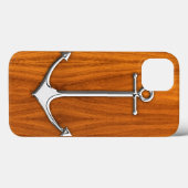 Silver Anchor op Teak Veneer Nautical Lifestyle Case-Mate iPhone Case (Achterkant (horizontaal))