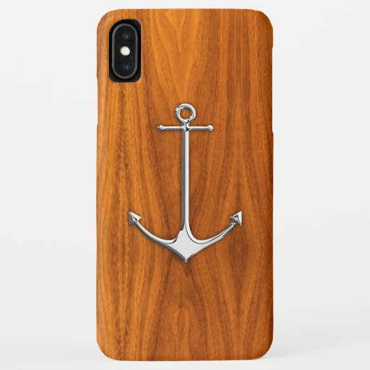 Silver Anchor op Teak Veneer Nautical Lifestyle Case-Mate iPhone Case (Achterkant)