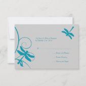 Silver and Aqua Blue Dragonfly Wedding RSVP (Voorkant)