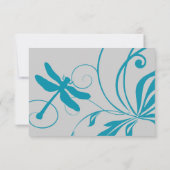 Silver and Aqua Blue Dragonfly Wedding RSVP (Achterkant)
