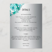 Silver and Aqua Rozen Weddenschap Details Informatiekaartje (Voorkant)