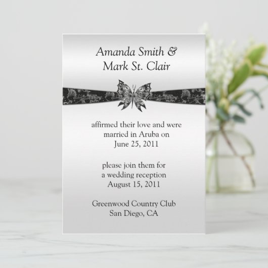 Silver and Black Butterfly Post Uitnodiging voor d (Staand voorkant)