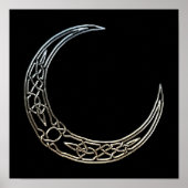 Silver And Black Celtic Crescent Moon Poster (Voorkant)