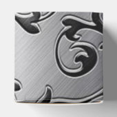 Silver and Black Curls Pattern Heart Favor Box Bedankdoosjes (Bovenkant)