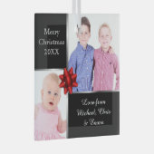 Silver and Black Custom Photo Personalised Glas Ornament (Voorkant Rechts)