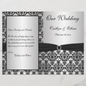 Silver and Black Damask Wedding Program (Voorkant)