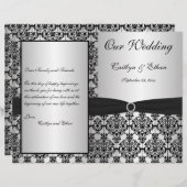 Silver and Black Damask Wedding Program (Voorkant / Achterkant)