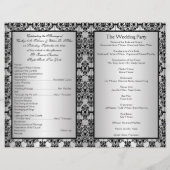 Silver and Black Damask Wedding Program (Achterkant)