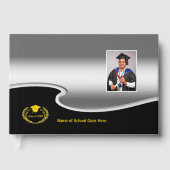 Silver and Black design Photo Gold Text Gastenboek (Voorkant)