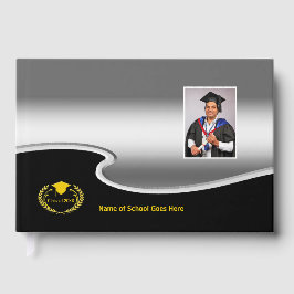 Silver and Black design Photo Gold Text Gastenboek