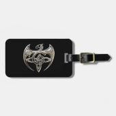 Silver and Black Dragon Trine Celtic Knoart Bagagelabel (Voorkant horizontaal)
