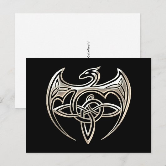 Silver and Black Dragon Trine Celtic Knoart Briefkaart (Voorkant / Achterkant)