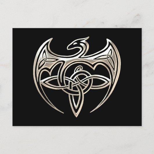 Silver and Black Dragon Trine Celtic Knoart Briefkaart (Voorkant)