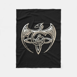 Silver and Black Dragon Trine Celtic Knoart Fleece Deken