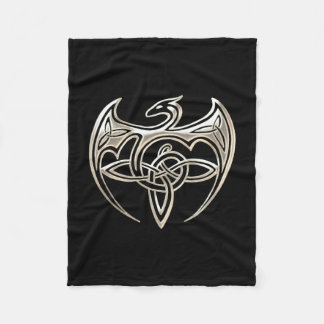 Silver and Black Dragon Trine Celtic Knoart Fleece Deken