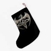Silver and Black Dragon Trine Celtic Knoart Kleine Kerstsok (Achterkant (Hangend))