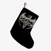 Silver and Black Dragon Trine Celtic Knoart Kleine Kerstsok (Voorkant (Hangend))