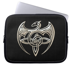 Silver and Black Dragon Trine Celtic Knoart Laptop Sleeve