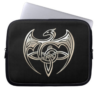 Silver and Black Dragon Trine Celtic Knoart Laptop Sleeve