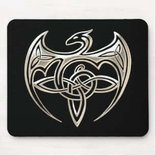 Silver and Black Dragon Trine Celtic Knoart Muismat