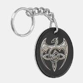 Silver and Black Dragon Trine Celtic Knoart Sleutelhanger (Voorkant Links)