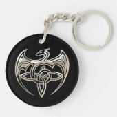 Silver and Black Dragon Trine Celtic Knoart Sleutelhanger (Achterkant)