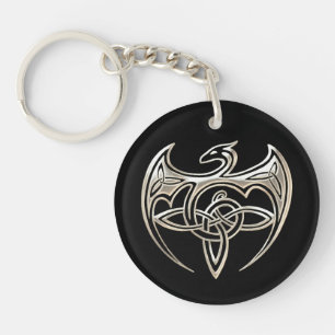 Silver and Black Dragon Trine Celtic Knoart Sleutelhanger