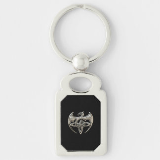 Silver and Black Dragon Trine Celtic Knoart Sleutelhanger