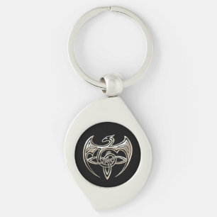 Silver and Black Dragon Trine Celtic Knoart Sleutelhanger