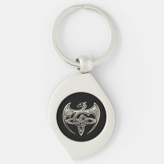 Silver and Black Dragon Trine Celtic Knoart Sleutelhanger