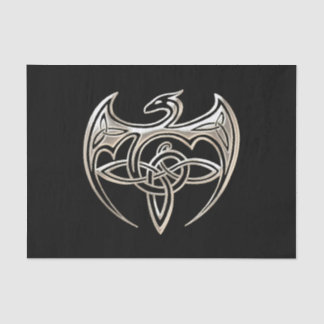 Silver and Black Dragon Trine Celtic Knoart Tissuepapier