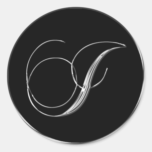 Silver and Black Formal Wedding Monogram I Zegel (Voorkant)