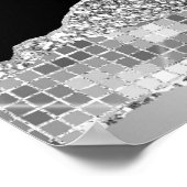 Silver and Black Glam Tears Verjaardag Welkom Poster (Hoek)