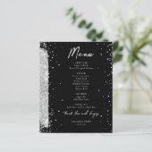 Silver and Black Glitter Wedding Menu Flyer (Staand voorkant)