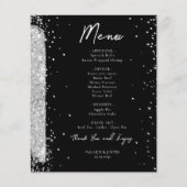 Silver and Black Glitter Wedding Menu Flyer (Voorkant)