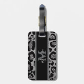 silver and black glittery monogramed personalized bagagelabel (Achterkant verticaal)