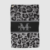 silver and black glittery monogramed personalized golfhanddoek (Voorkant)
