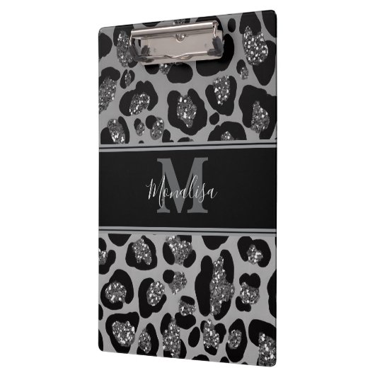 silver and black glittery monogramed personalized klembord (Links)