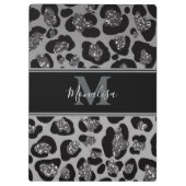 silver and black glittery monogramed personalized klembord (Achterkant)