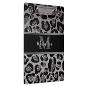 silver and black glittery monogramed personalized klembord (Rechts)
