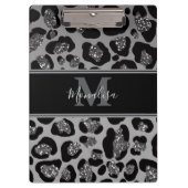 silver and black glittery monogramed personalized klembord (Voorkant)